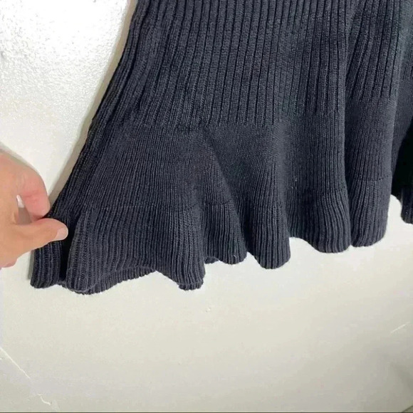 Free People Solid Gold Ribbed Mini Skirt Black Neutral A-Line Size XS - Picture 3 of 6